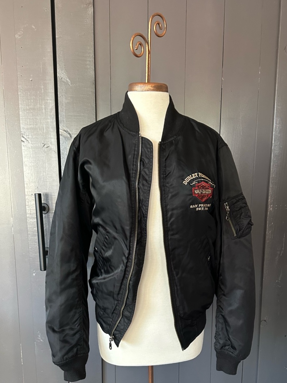 Harley-Davidson Black Bomber Jacket with San Francisco Patch